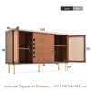 Wooden Sideboard Buffet Storage Cabinet Cupboard with 2 Rattan Doors & 3 Drawers