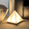 Stainless Steel Pyramid Table Lamp 3-Way Dimmable Bedside Lamp Nightstand Light