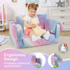 COSTWAY Kids Couch 2-in-1 Folding Toddler Sofa & Lounger with Blanket-Rainbow