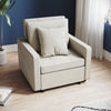 Folding Sofa Bed Fabric Cream Sleeper Pull Out Convertible Arm Chair Adjustable
