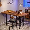 Rectangular Counter Height Dining Table with Metal Footrest for 6 People, Brown
