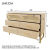 Chests of Drawers Rattan Sideboard Storage Cabinet with 6 Drawers, Oak