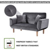 Fabric Sofa Bed Small Loveseat Tufted Button Detail Couch with Wooden Leg Grey