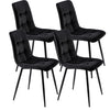 4 Pcs Velvet Dining Chairs Set Soft Padded Seat Metal Leg Office Kitchen Black