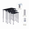 3pcs Black Marble Glass Nested Tables Side End Tables Stainless Steel Tubes