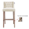 2 High Counter Bar Kitchen Island Pub Stools Chair Breakfast Linen Tufted -Beige