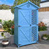 GARDEN SHED WOODEN OUTDOOR TOOL STORAGE SHED,COMPACT UTILITY SENTRY UNIT BLUE