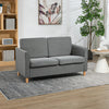 2 Seater Compact Loveseat Sofa Modern Couch with Wood Legs and Armrests Grey