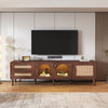 TV Stand TV Entertainment Unit Rattan Storage Sideboard Cabinet with LED Lights