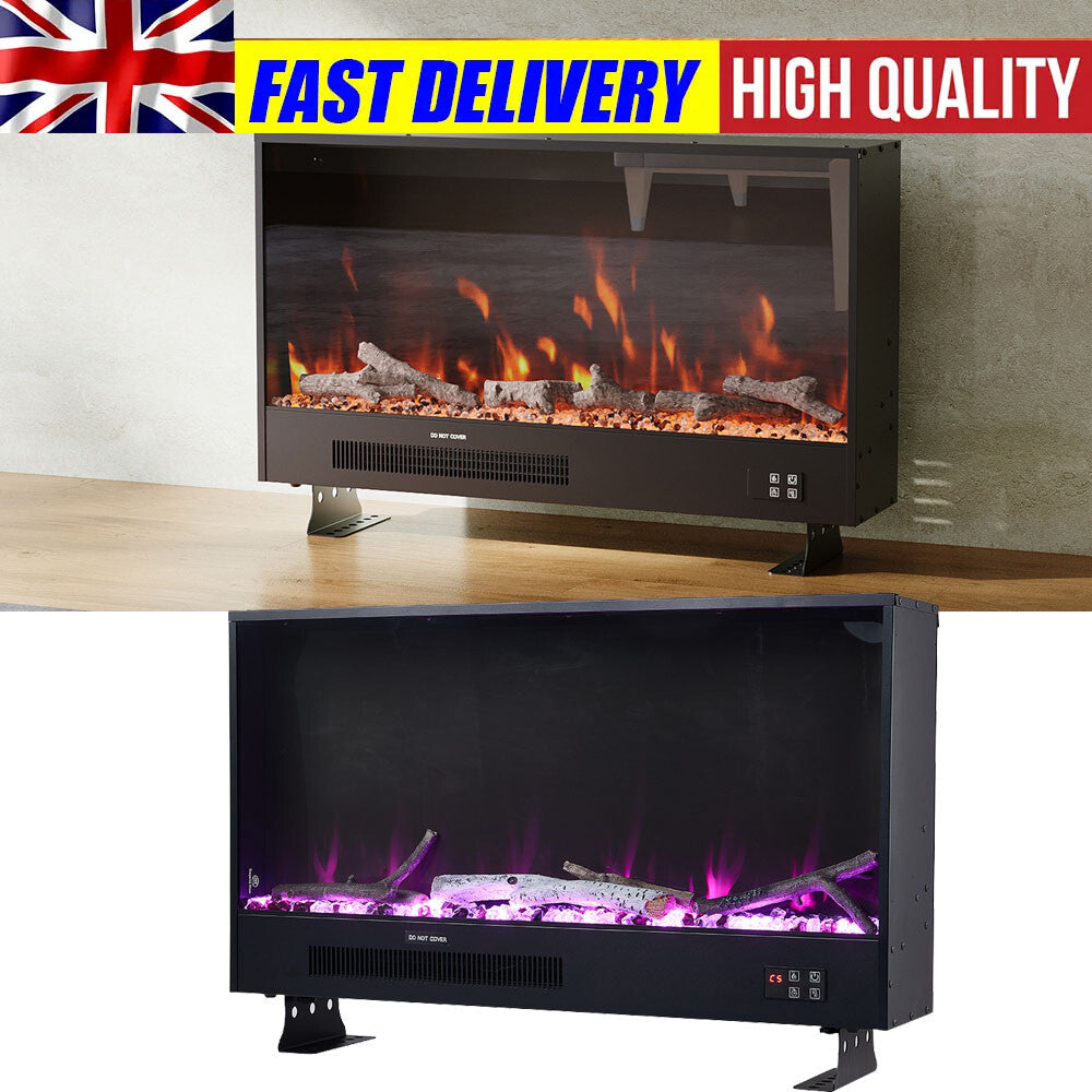 Home LED Fireplace Insert Wall Mounted Electric Inset Media Fire Frees ...