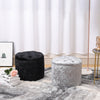 Round Pouffe Footstool Crushed Velvet Dressing Table Chair Vanity Stool Footrest