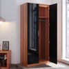 High Gloss 2 Doors Mirror Walunt Wardrobe Storage Hanging Rail Bedroom Furniture