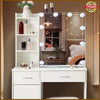 Dressing Table with 10 LED Lights Mirror Stool 6 Drawers Vanity Set Makeup Desk