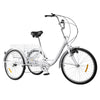 24" Adult Tricycle 6-Speed White 3 Wheel Bicycle Cruise Trike with Basket + Lamp