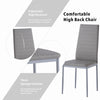 4pcs Grey Faux Leather Dining Chairs & White Marble MDF Top Dining Table Set