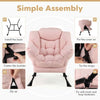Home Office Accent Sofa Chair Leisure Lounge Armchair with Stool-Pink