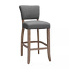 2x Breakfast High Bar Home Kitchen Pub Stools Chair Linen Seat Padded Wooden Leg