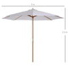 3(m) Wooden Garden Parasol Sun Shade Outdoor Umbrella Canopy, Cream, UK