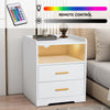 LED Nightstand USB Charger Outlet RGB End Table Versatile 2-Drawer Bedside Table