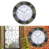 Large Slate Effect Garden Wall Clock Thermometer Hygrometer Indoor Outdoor Home