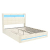 Upholstered Bed Frame 4ft6 Double Bed LED Lights with Storage Drawers, Headboard