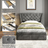 DOUBLE BED WITH STORAGE VELVET UPHOLSTERED BED FRAME WITH HEADBOARD, 4 DRAWERS