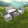 4 Piece Rattan Garden Outdoor Furniture Set Table Chairs Sofa Wicker Patio Set