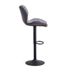 Pair of Velvet Grey Bar Stools Gas Lift Swivel Breakfast Chairs Dull Polish Base