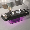 High gloss Coffee Table with RGB LED Lights Living Room Cocktail Table Black