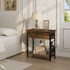 Nightstand End Table Bedside Table with Storage Bag USB Ports Charging Station
