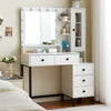 Dressing Table Set with 3 Colours LED Lights Mirror Vanity Makeup Desk 5 Drawer