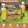 Kids Movable Mud Kitchen Outdoor Mud Kitchen Playset w/ 2 Rolling Wheels