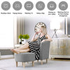 Single Sofa Seat Fabric Upholstered Bucket Back Chair Accent Armchair W/ Ottoman