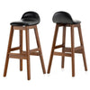 Set of 2 Bar Stools Dining Counter Height Chair Upholstered Padded Seat & Back