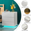 High Gloss Bedside Table Cabinets Chest of 3 Drawers Nightstand LED Light White