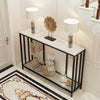 2 Tiers Marble Console Table Narrow Entryway Porch Side Table Partition Cabinet
