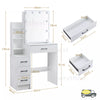 Dressing Table Vanity Makeup Desk With LED Light Mirror And Stool Drawer Bedroom