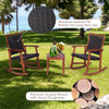 3 Pcs Outdoor Patio Rocking Chair Acacia Wood Rocker Side Table Set Brown