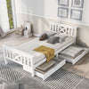 Single Bed 3ft White Solid Pine Wooden Bed Frame w/ 2 Storage Drawers 90x190 cm