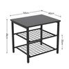 Black 3-Tier Small End Table Square Side Table with Steel Grid Storage Shelves