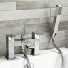 Chrome Waterfall Bath Shower Mixer Tap With 3 Way Square Rigid Riser Shower Kit
