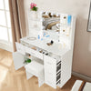 White Dressing VanityTable Wood Makeup Desk with LED Mirror 5 Drawers Stool
