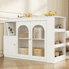 Multifunctional Storage Cabinet Kitchen Island with 360°Rotating Bar Table White