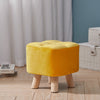 Small Linen Fabric Padded Footstool Footrest Pouffe Wooden Leg StoolHall Chair