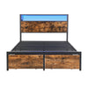 DOUBLE METAL BED FRAME WITH LED, CHARGING STATION, STORAGE HEADBOARD AND DRAWERS
