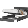 VELVET OTTOMAN STORAGE BED FRAME GAS LIFT UP 4FT6 DOUBLE SIZE WITH DRAWER