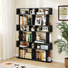 6-Tier Black Bookshelf Geometric Bookcase w/ 2 Anti-Tipping Kits
