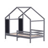 Kid House Bed Frame Single Bed Solid Wood House Shape Toddler Child Floor Frame