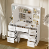Vanity Makeup Table Set with 10LED Lights Mirror 7 Drawers Dressing Desk & Stool