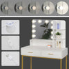 Dressing Table Makeup Desk with LED Light Mirror 2 Drawers Bedroom Vanity Desk